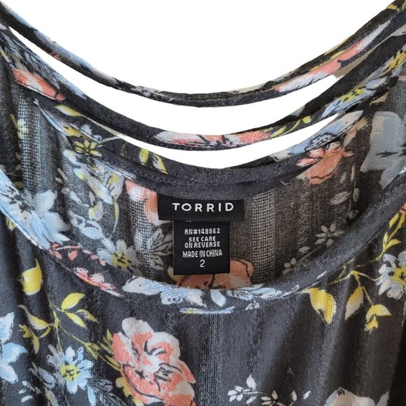TORRID Floral Print Crossback Tiered Cami - Picture 2 of 10